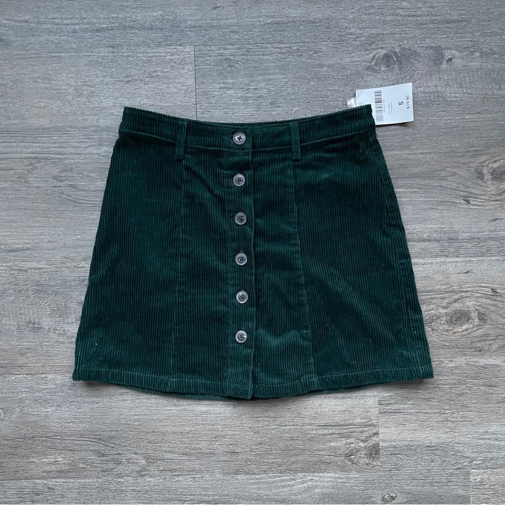 Forever 21 dark green corduroy button skirt